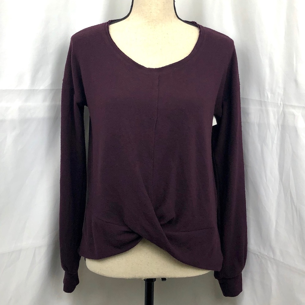 NWT H By Bordeaux Knot Front Sweater XS Soft Wine